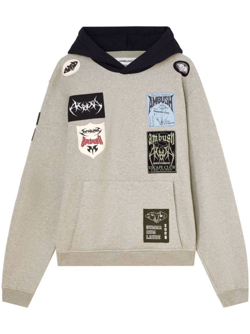 AMBUSH logo-patchwork cotton hoodie - Grey von AMBUSH