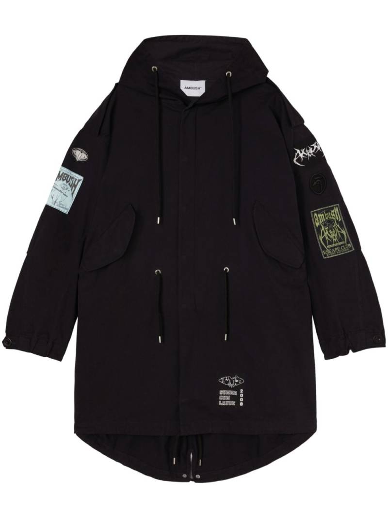 AMBUSH logo-patchwork cotton parka - Black von AMBUSH