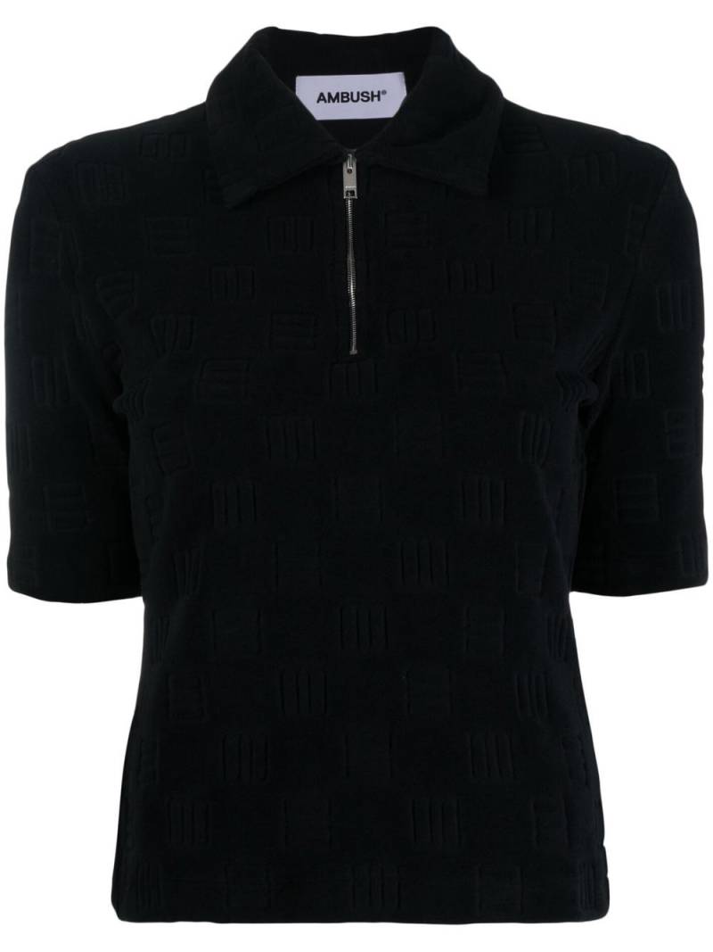 AMBUSH monogram zip-up polo top - Black von AMBUSH