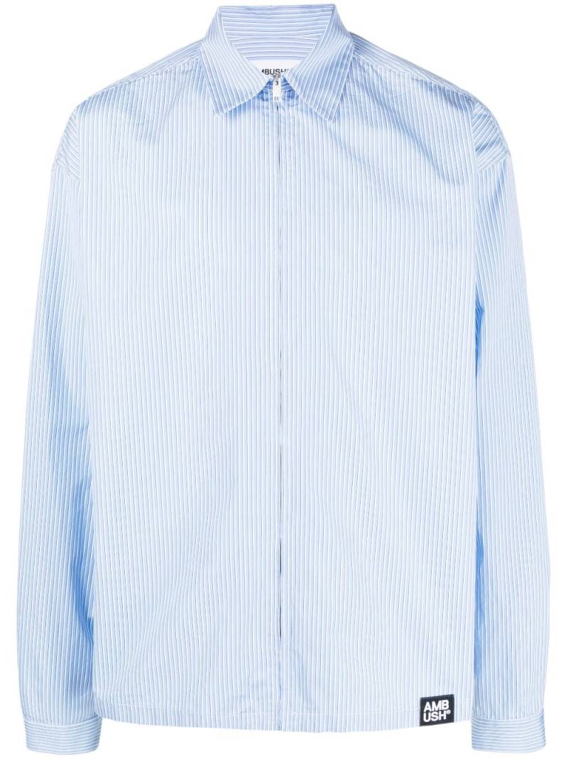 AMBUSH striped cotton-poplin zip shirt - Blue von AMBUSH