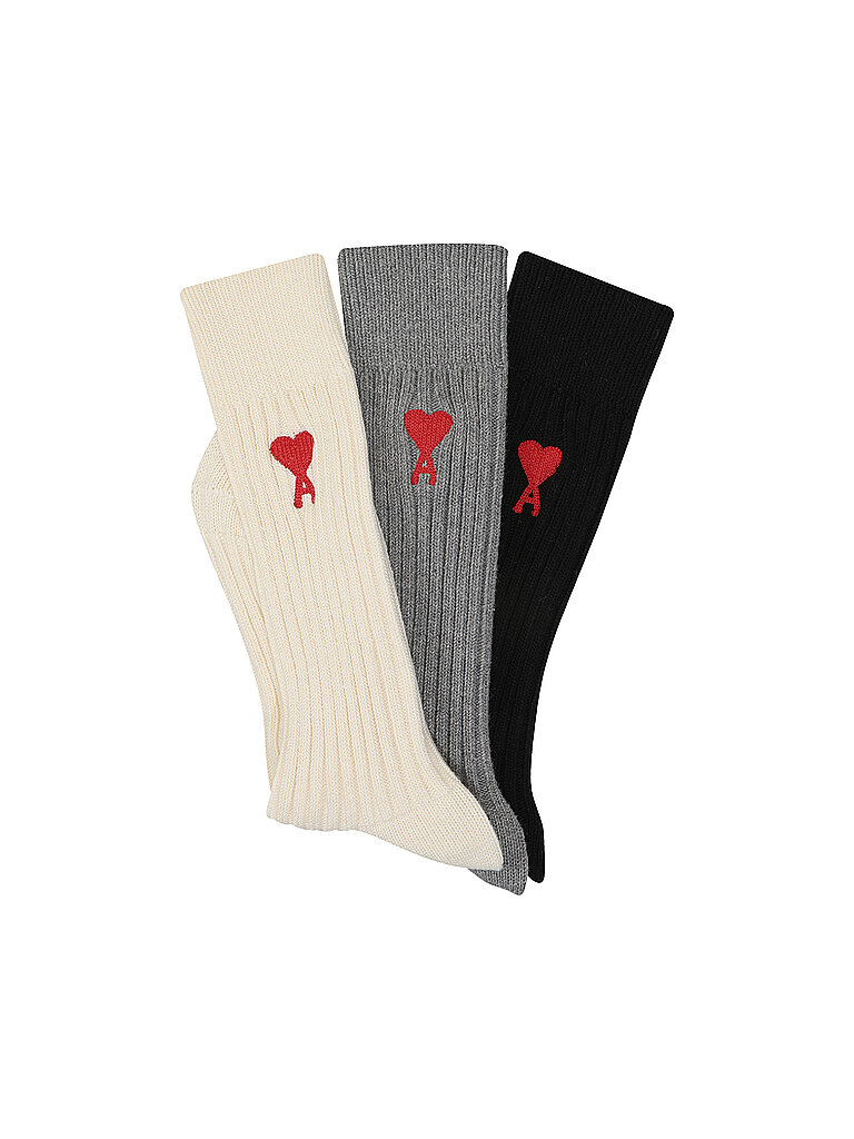 AMI PARIS Socken ADC SOCKS 3er Pkg off white grey black bunt | 35-38 von AMI PARIS