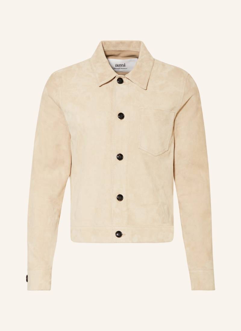 Ami Paris Leder-Overjacket beige von AMI PARIS