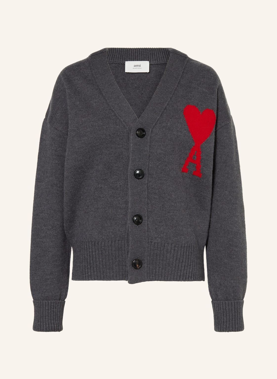 Ami Paris Oversized-Strickjacke grau Ami Paris Oversized-Strickjacke grau von AMI PARIS