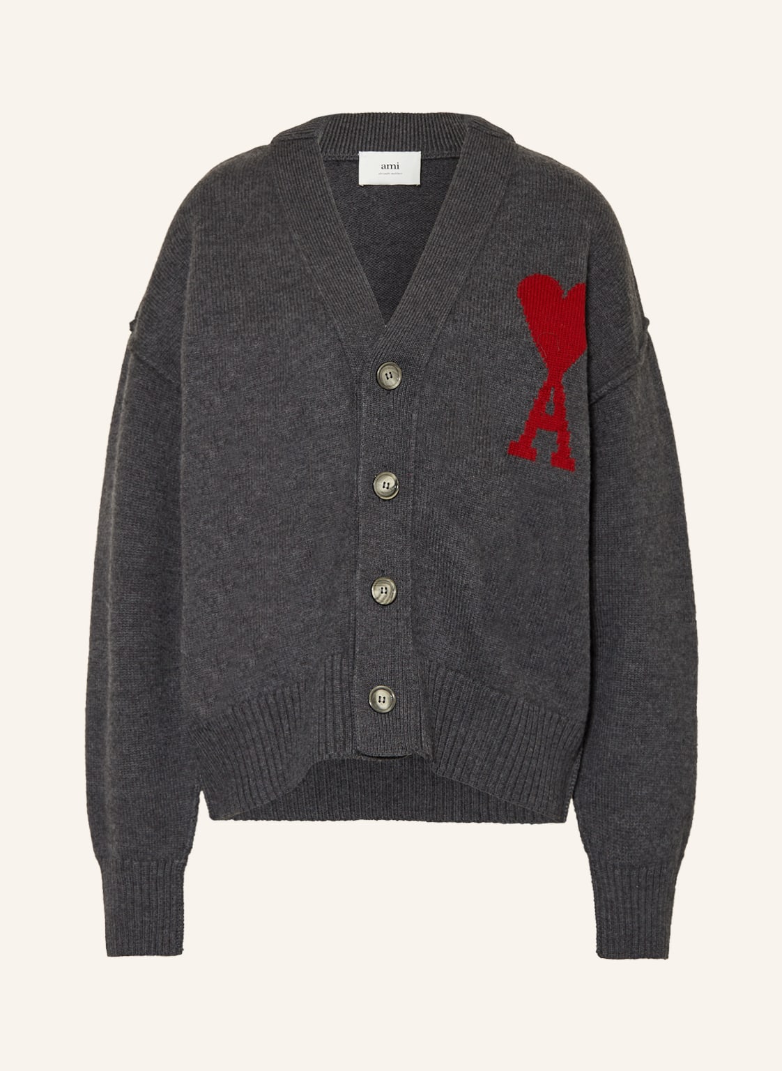 Ami Paris Oversized-Strickjacke grau Ami Paris Oversized-Strickjacke grau von AMI PARIS