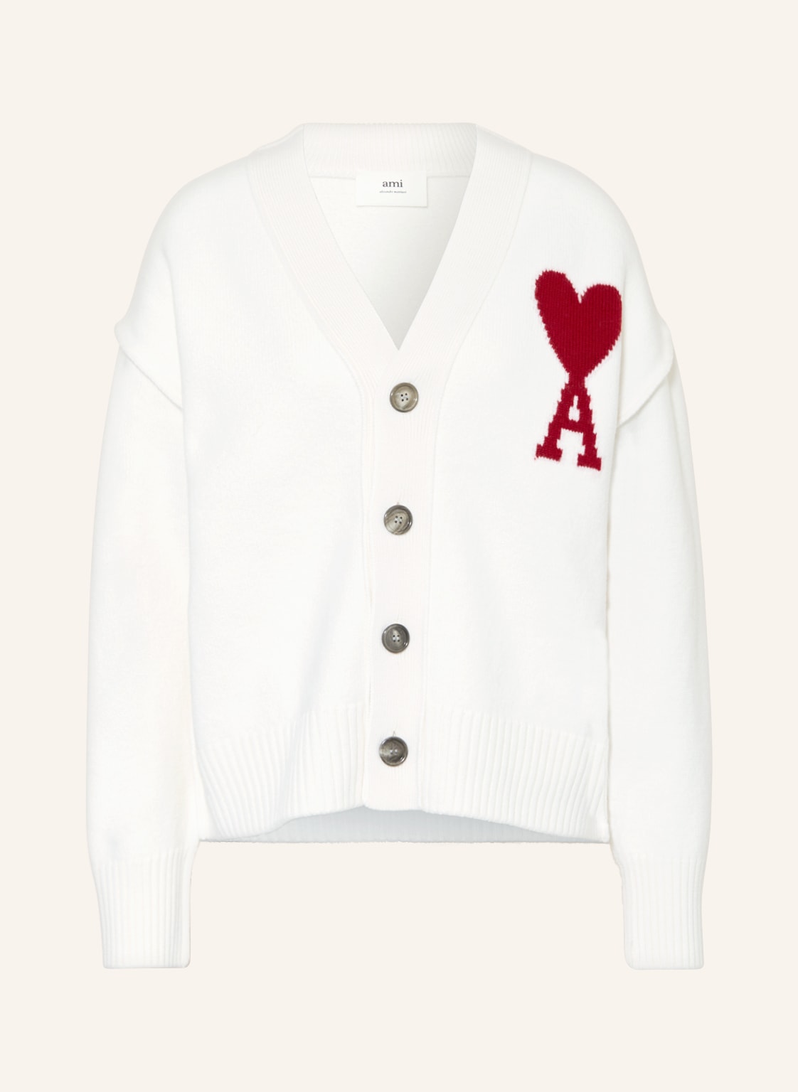 Ami Paris Oversized-Strickjacke weiss Ami Paris Oversized-Strickjacke weiss von AMI PARIS
