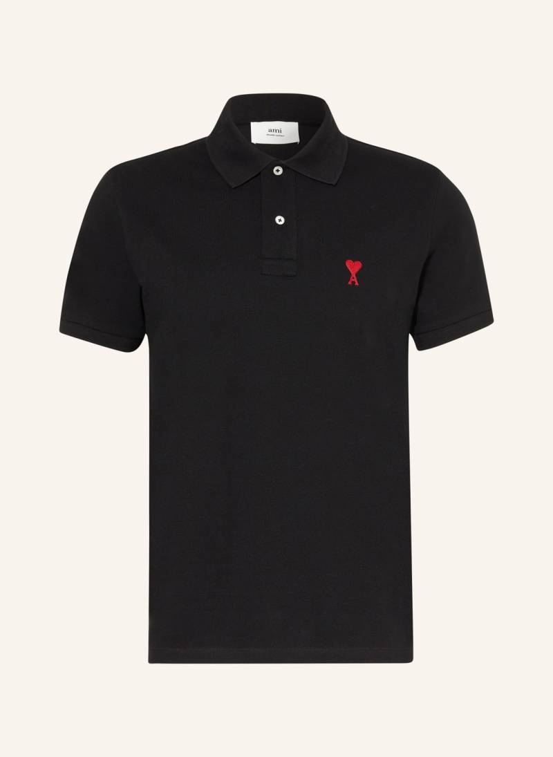 Ami Paris Piqué-Poloshirt schwarz von AMI PARIS