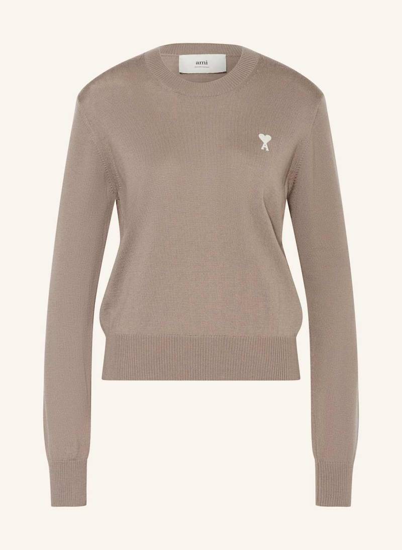 Ami Paris Pullover Aus Merinowolle beige von AMI PARIS