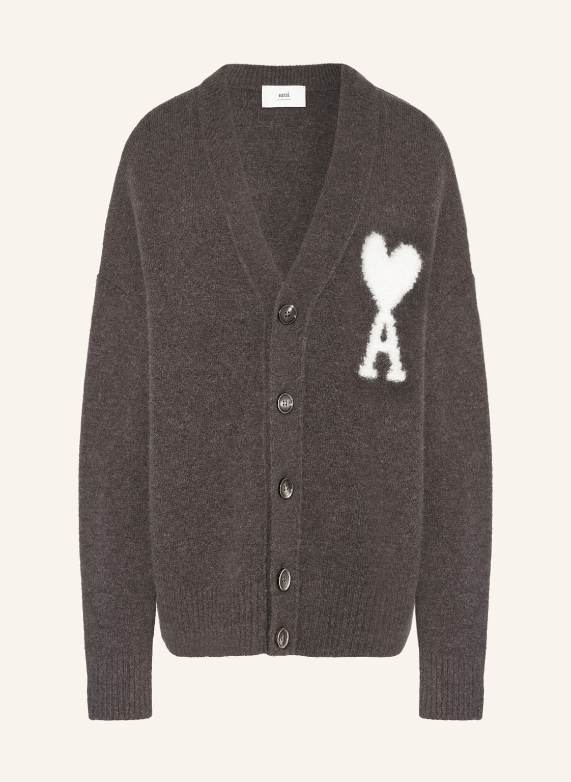Ami Paris Strickjacke Aus Alpaka grau Ami Paris Strickjacke Aus Alpaka grau von AMI PARIS