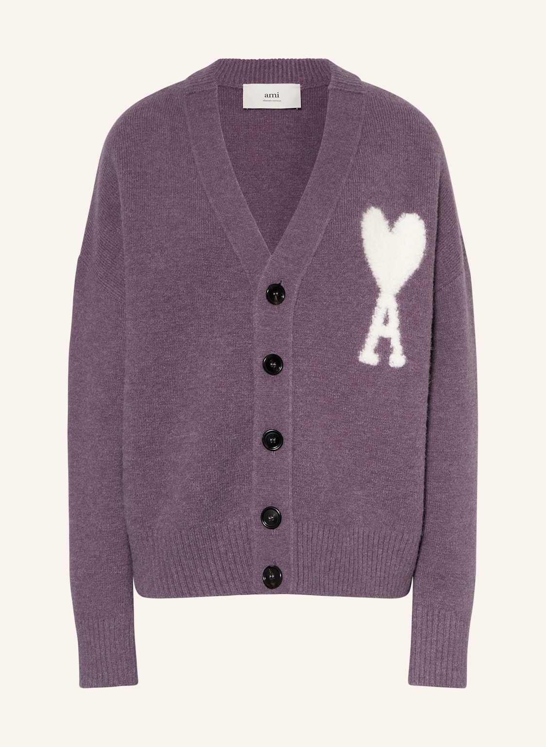 Ami Paris Strickjacke Aus Alpaka lila Ami Paris Strickjacke Aus Alpaka lila von AMI PARIS