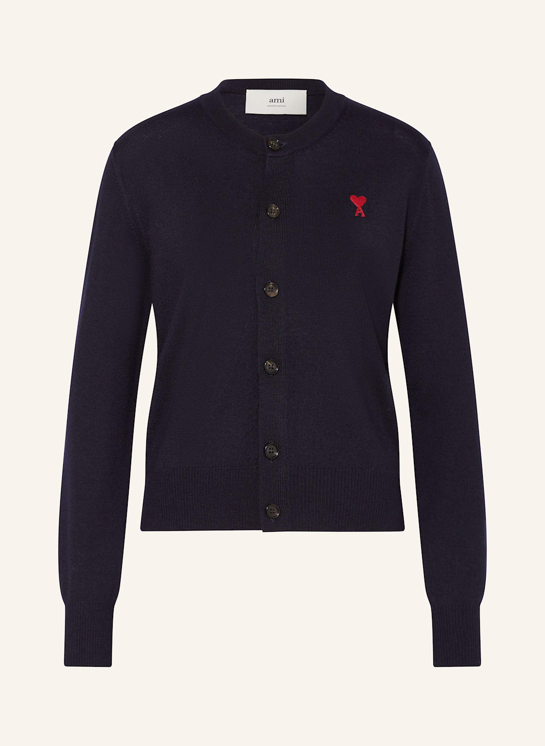 Ami Paris Strickjacke Aus Merinowolle blau Ami Paris Strickjacke Aus Merinowolle blau von AMI PARIS