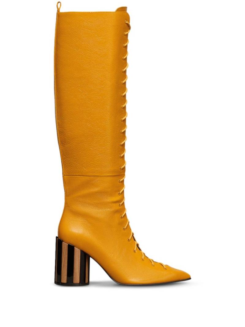 AMI Paris 90mm pointed-toe lace-up boots - Yellow von AMI Paris