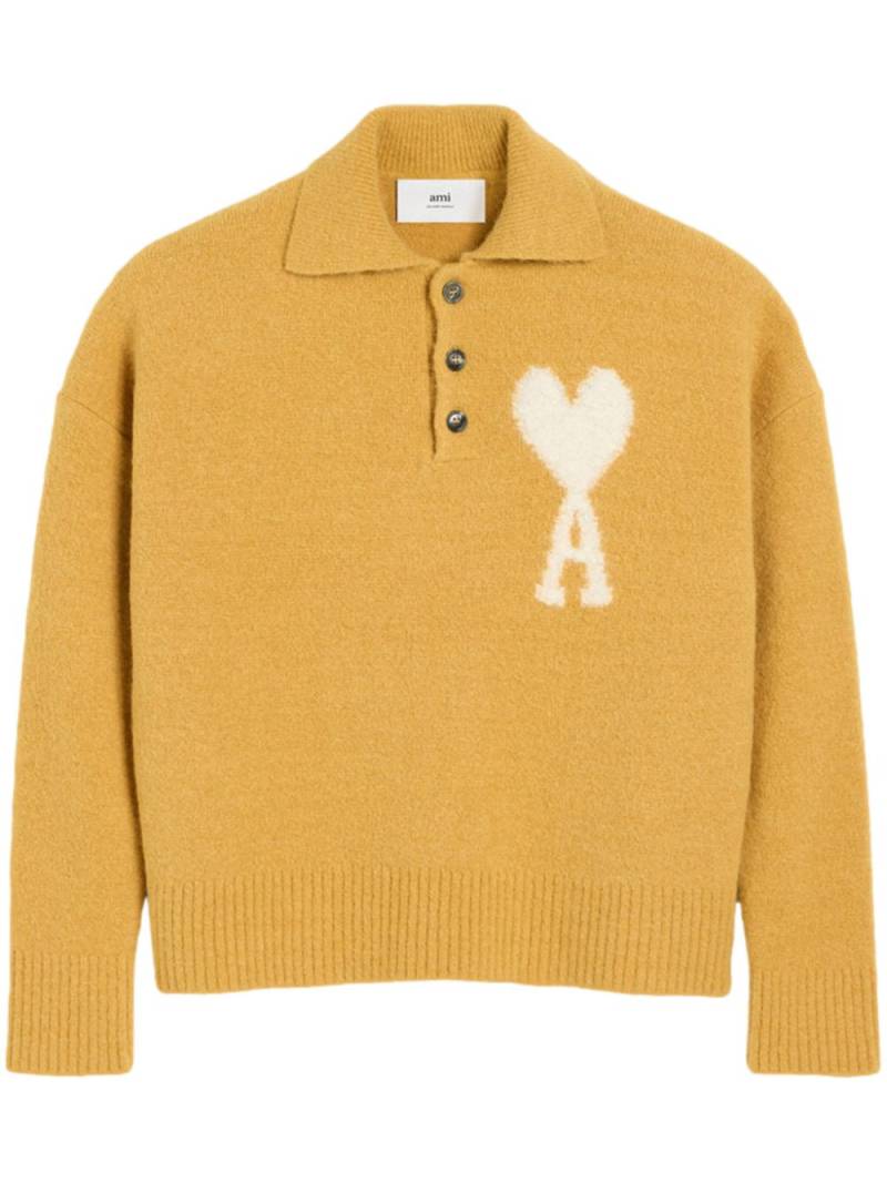 AMI Paris Ami De Coeur polo sweater - Yellow von AMI Paris