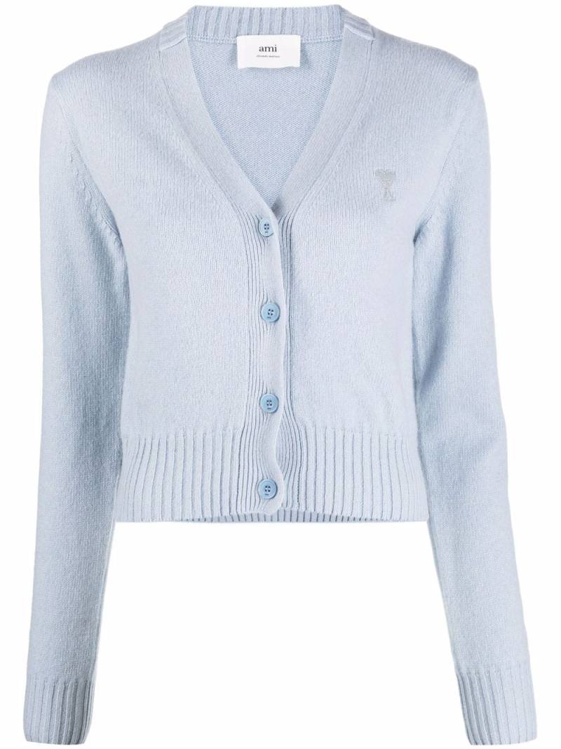 AMI Paris Ami de Coeur V-neck cardigan - Blue von AMI Paris