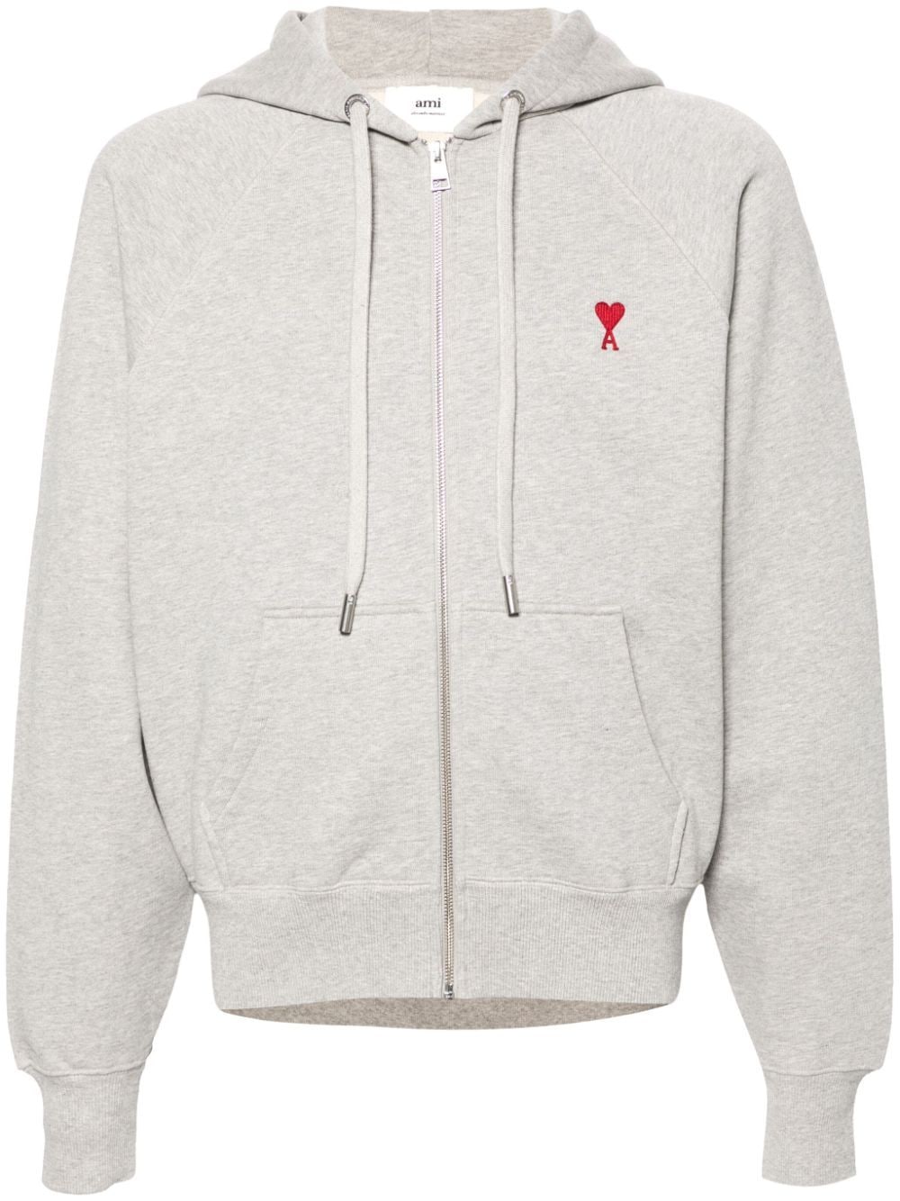 AMI Paris Ami de Coeur-embroidered cotton hoodie - Grey von AMI Paris