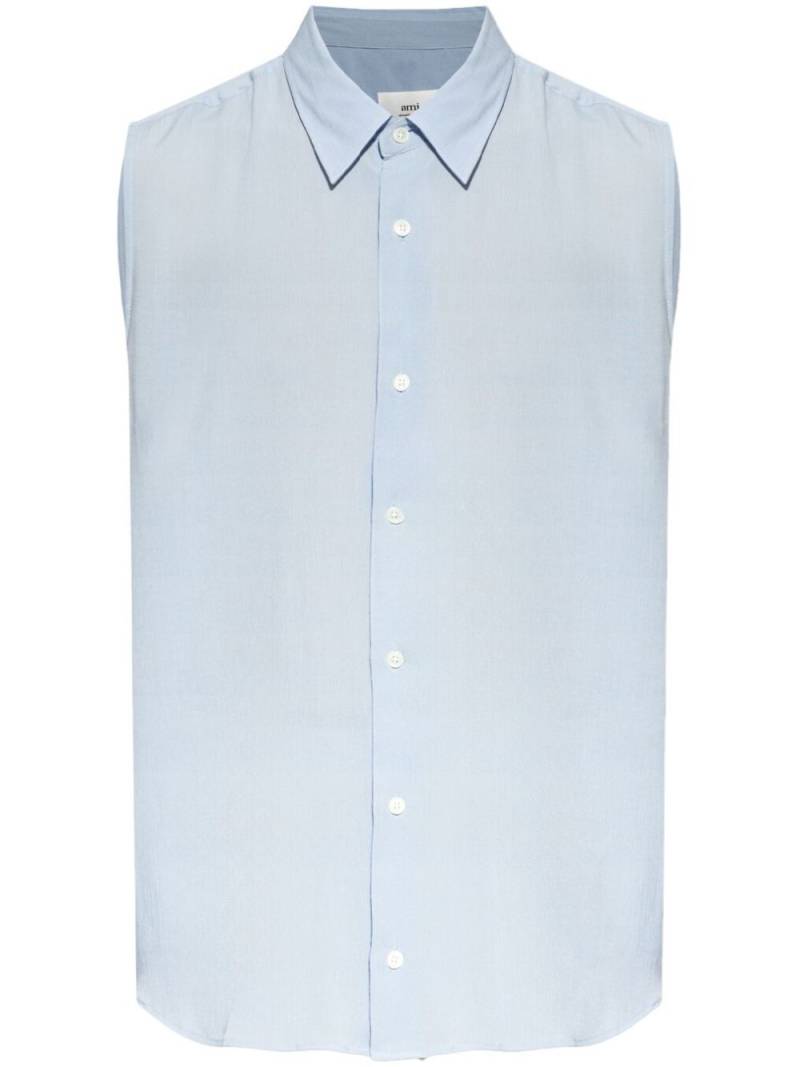 AMI Paris Ami de Coeur-embroidered sleeveless shirt - Blue von AMI Paris