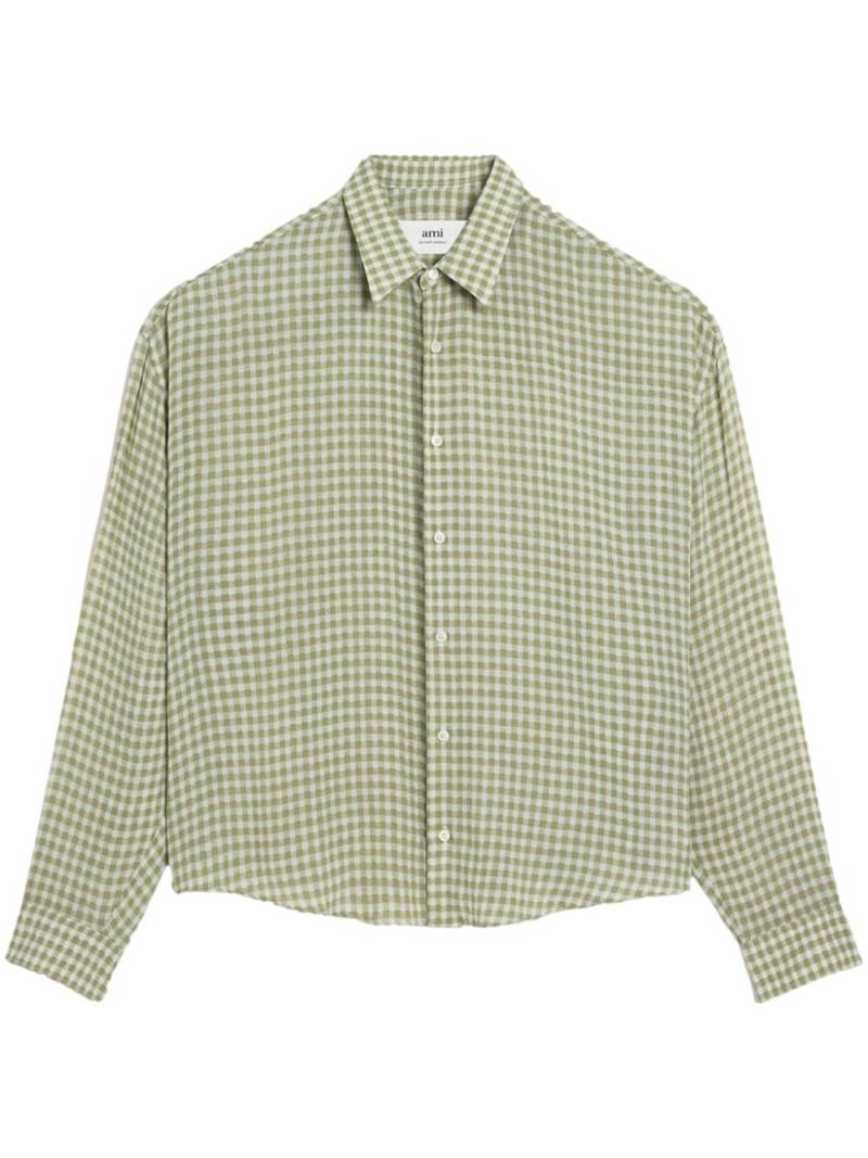 AMI Paris Ami de Coeur-embroidery gingham-print shirt - Green von AMI Paris