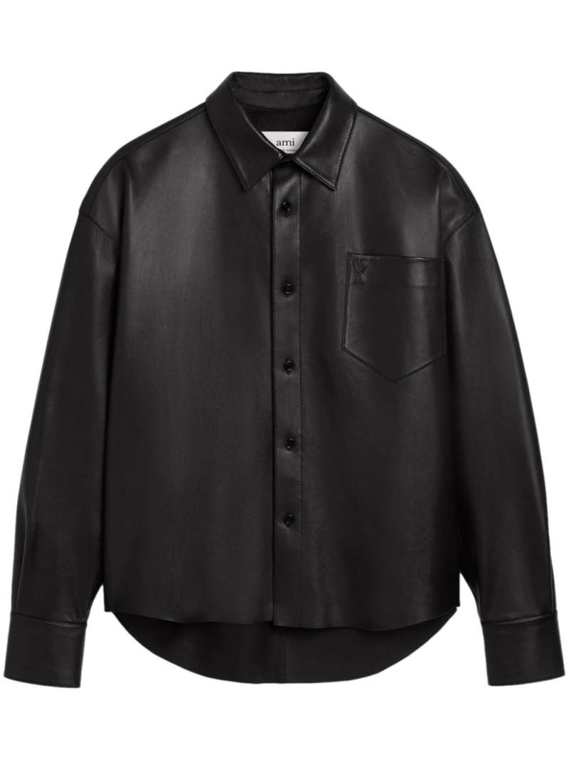 AMI Paris Ami de Coeur-embroidery lambskin shirt - Black von AMI Paris