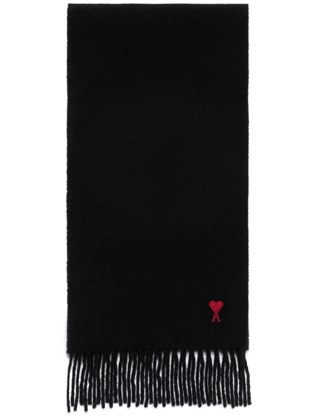 AMI Paris Ami de Coeur fringed-edge wool scarf - Black von AMI Paris