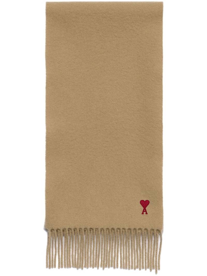 AMI Paris Ami de Coeur fringed-edge wool scarf - Neutrals von AMI Paris