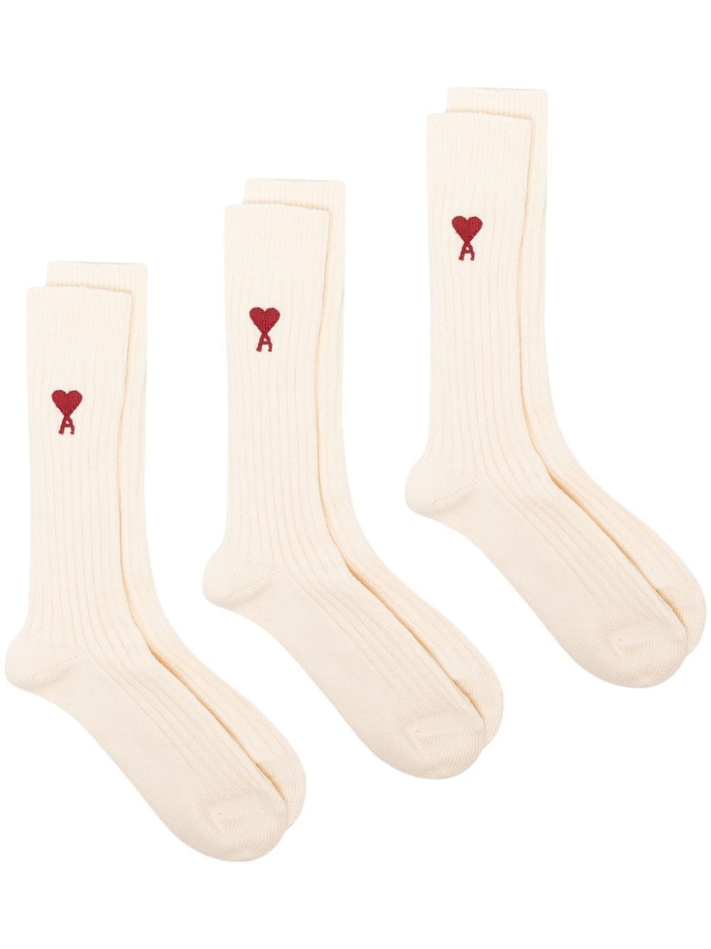 AMI Paris Ami de Coeur intarsia-knit socks (pack of three) - Neutrals von AMI Paris