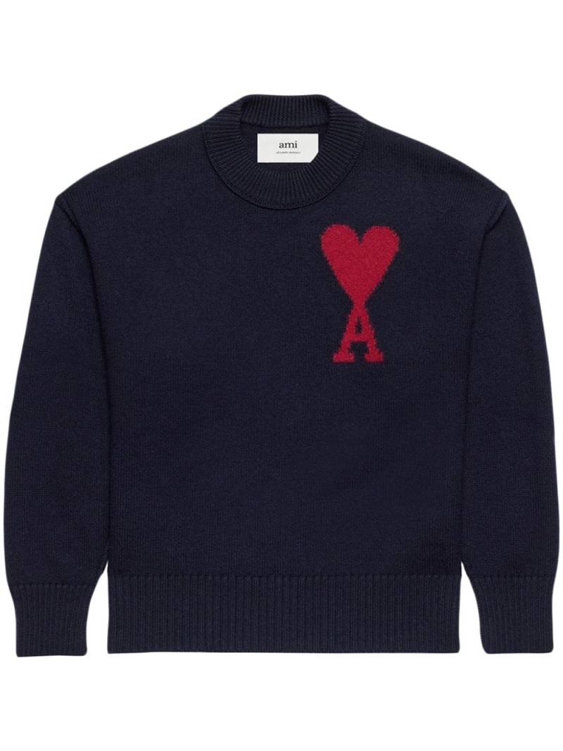 AMI Paris Ami de Coeur intarsia-logo jumper - Blue von AMI Paris