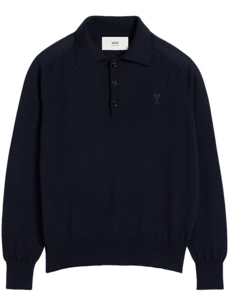 AMI Paris Ami de Coeur wool polo shirt - Blue von AMI Paris