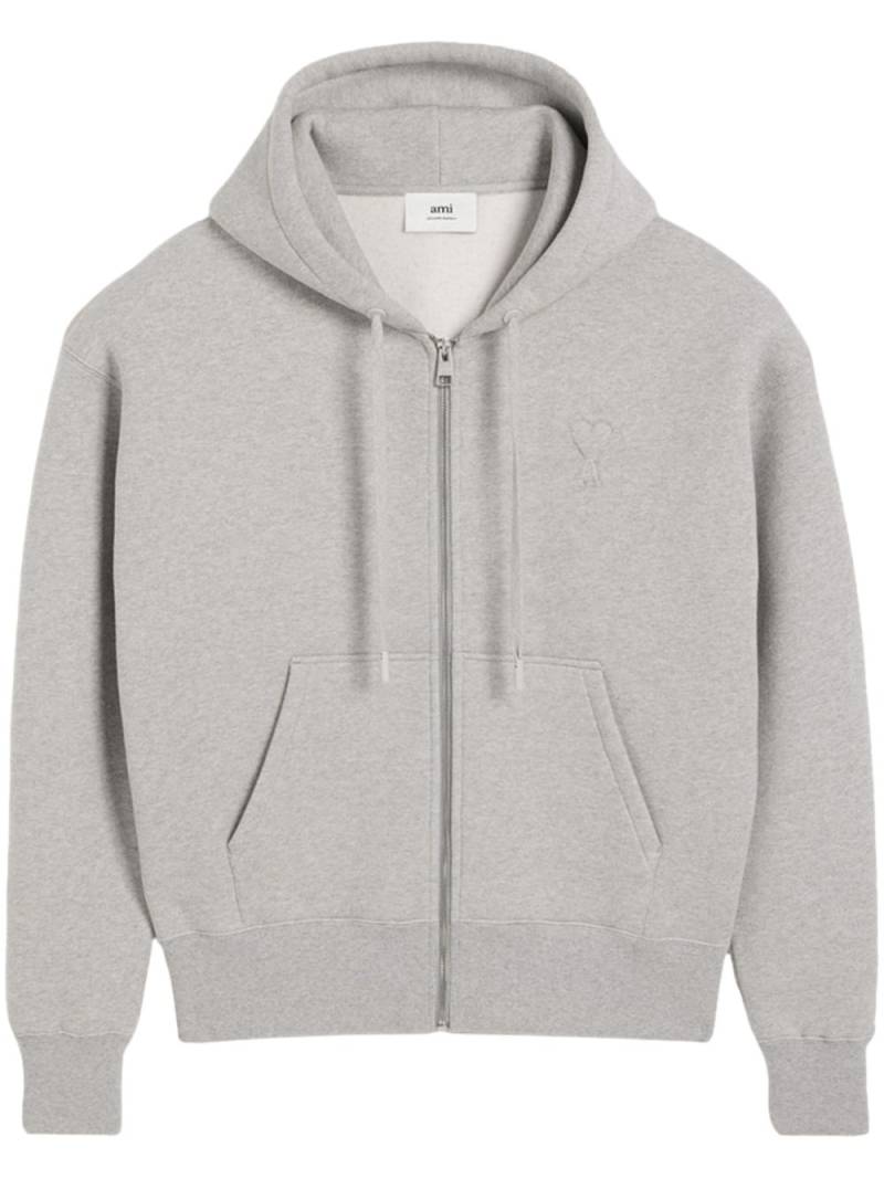 AMI Paris Ami de Coeur zipped cotton hoodie - Grey von AMI Paris