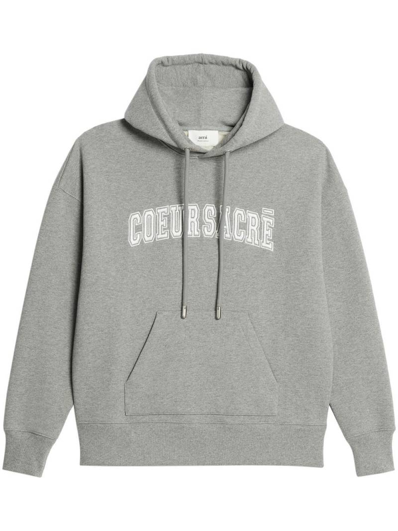 AMI Paris Coeur SacrÃ© embroidered hoodie - Grey von AMI Paris