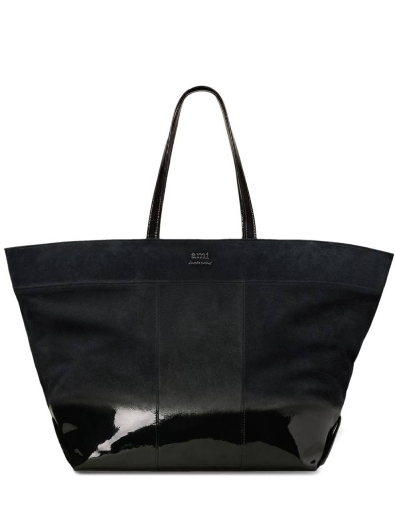 AMI Paris E/W Maxi Ami leather tote bag - Black von AMI Paris