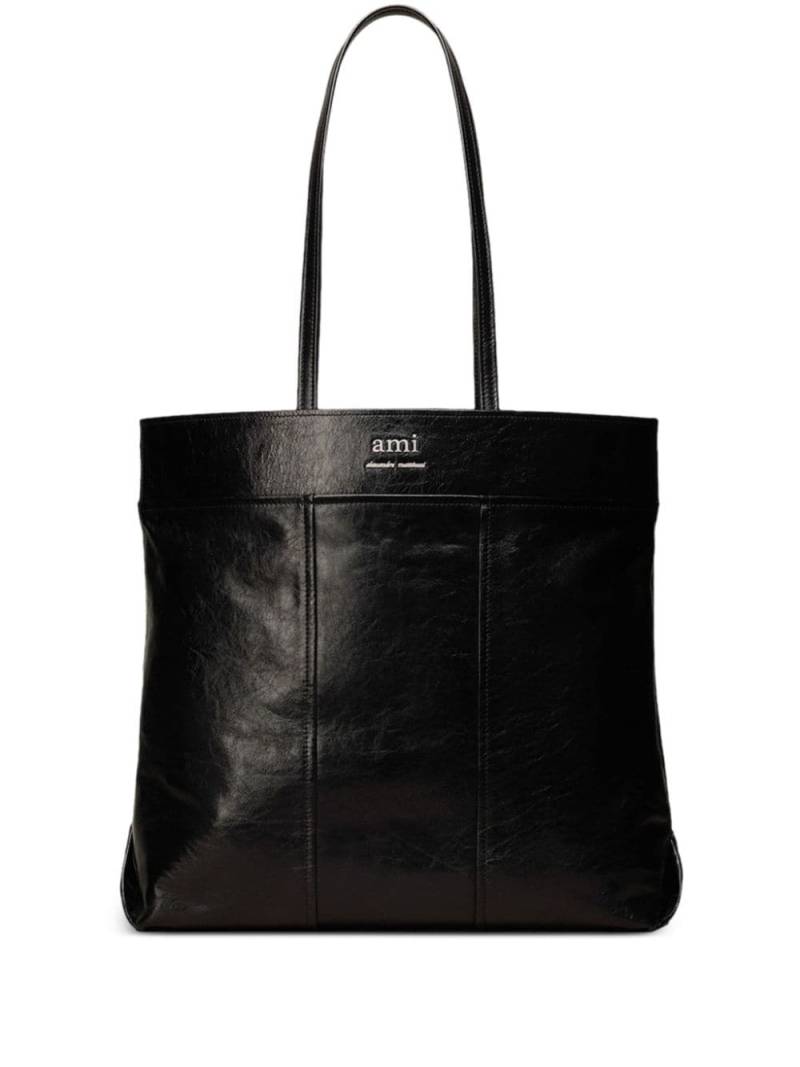 AMI Paris North South leather tote bag - Black von AMI Paris