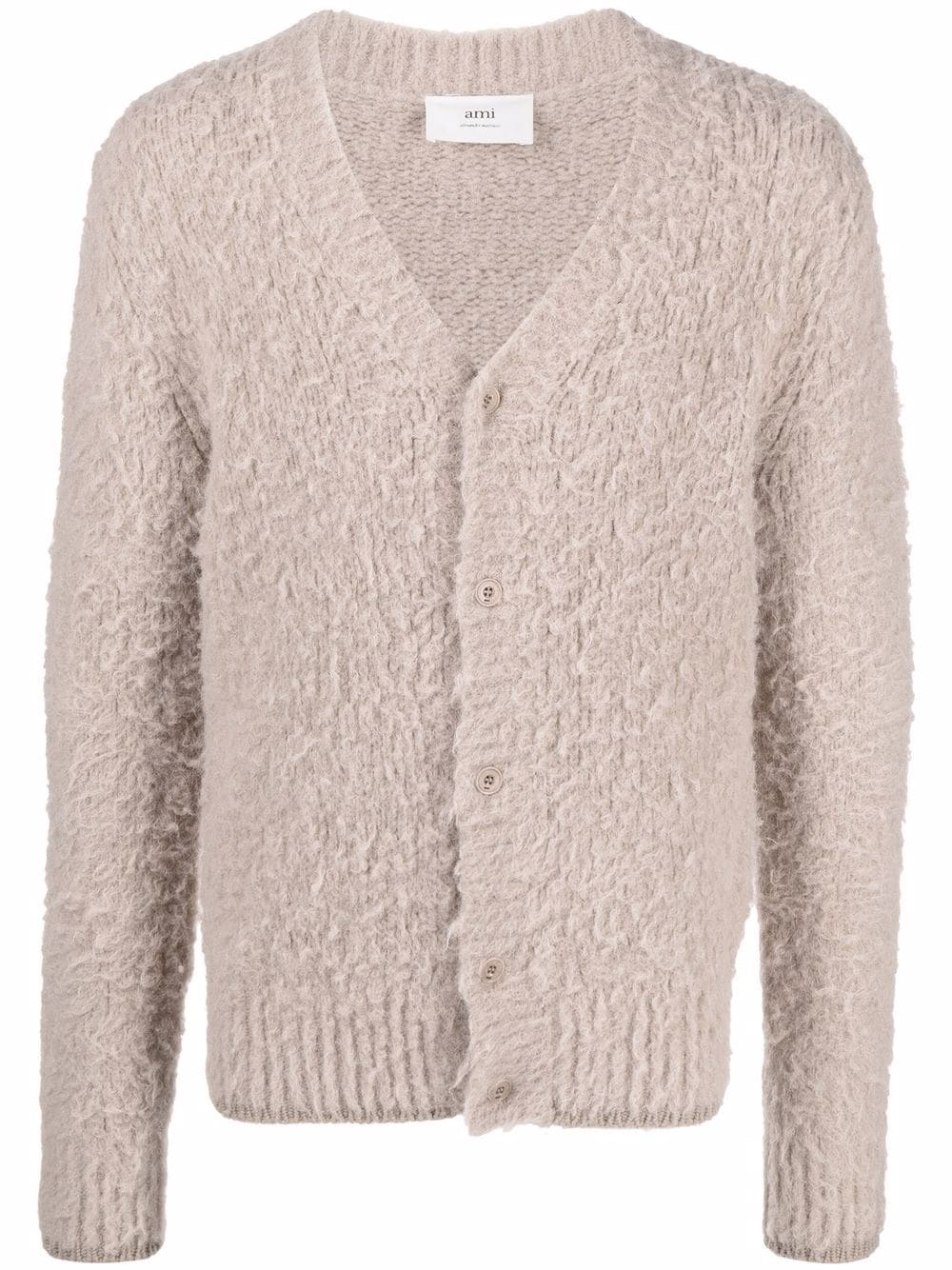 AMI Paris V-neck brushed-knit cardigan - Neutrals von AMI Paris