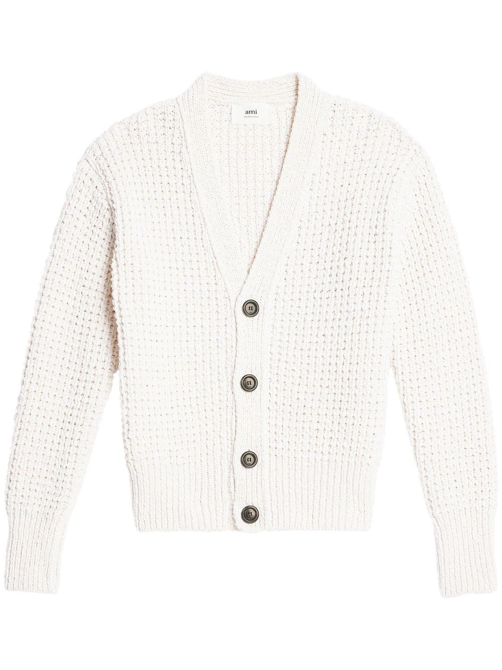 AMI Paris V-neck knit cardigan - White von AMI Paris