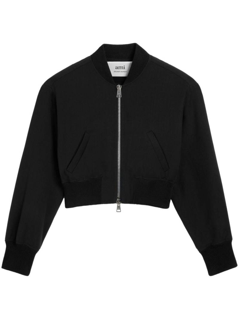 AMI Paris band-collar cropped bomber jacket - Black von AMI Paris