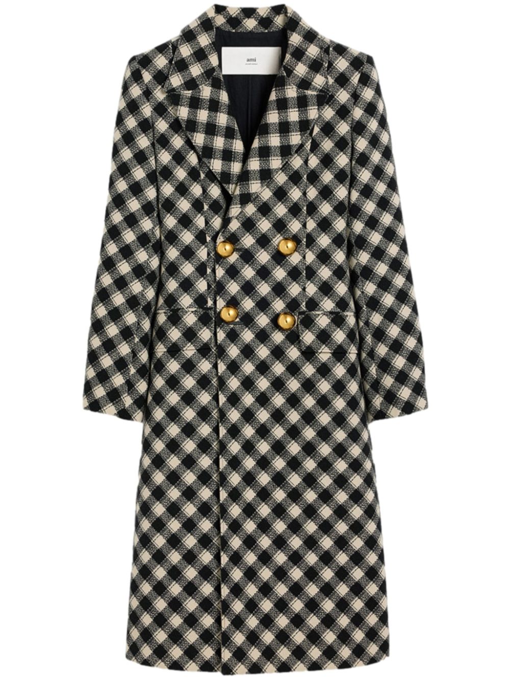 AMI Paris check-pattern fitted coat - Black von AMI Paris