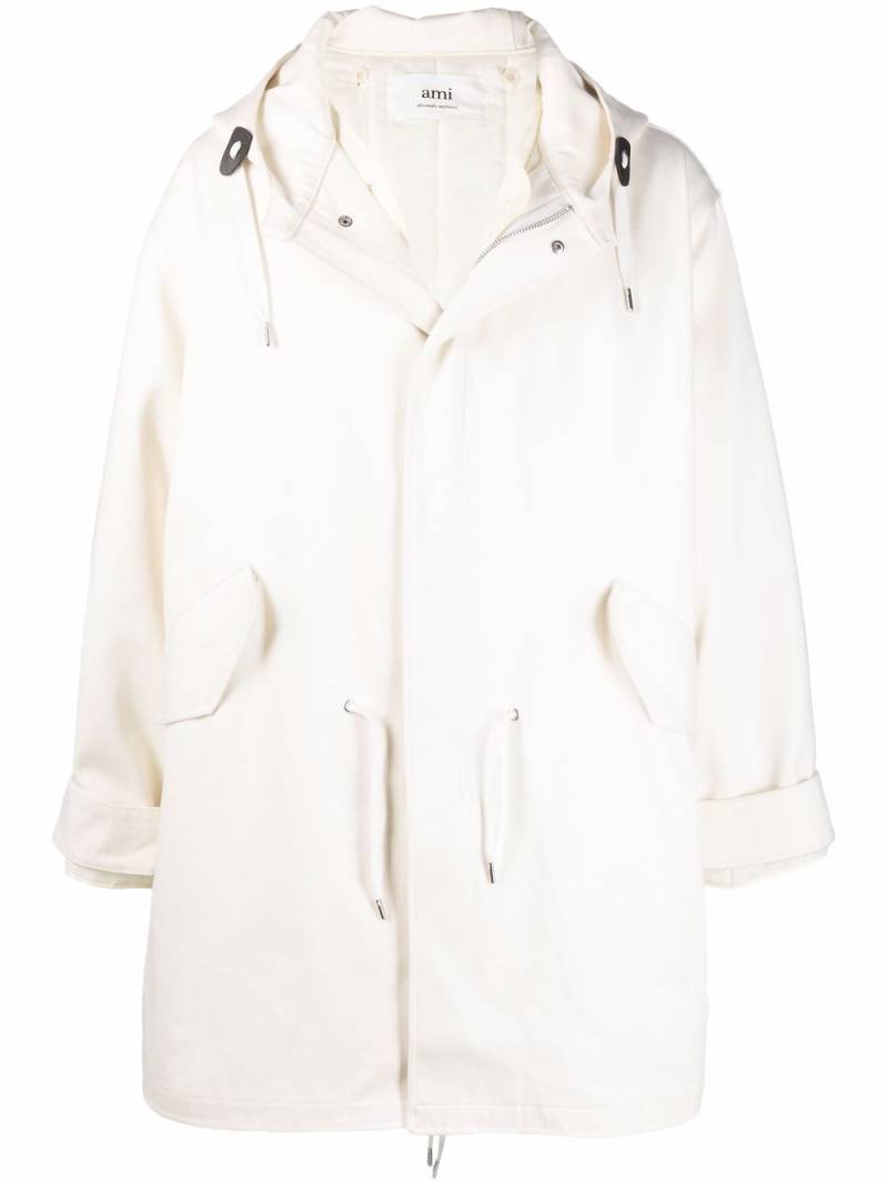 AMI Paris drawstring waist hooded parka - White von AMI Paris