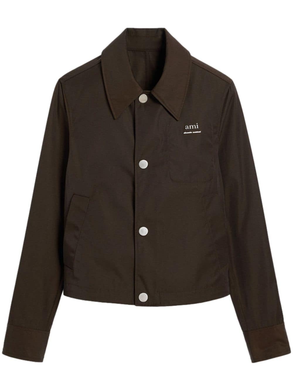 AMI Paris embroidered-logo cotton-blend shirt jacket - Brown von AMI Paris