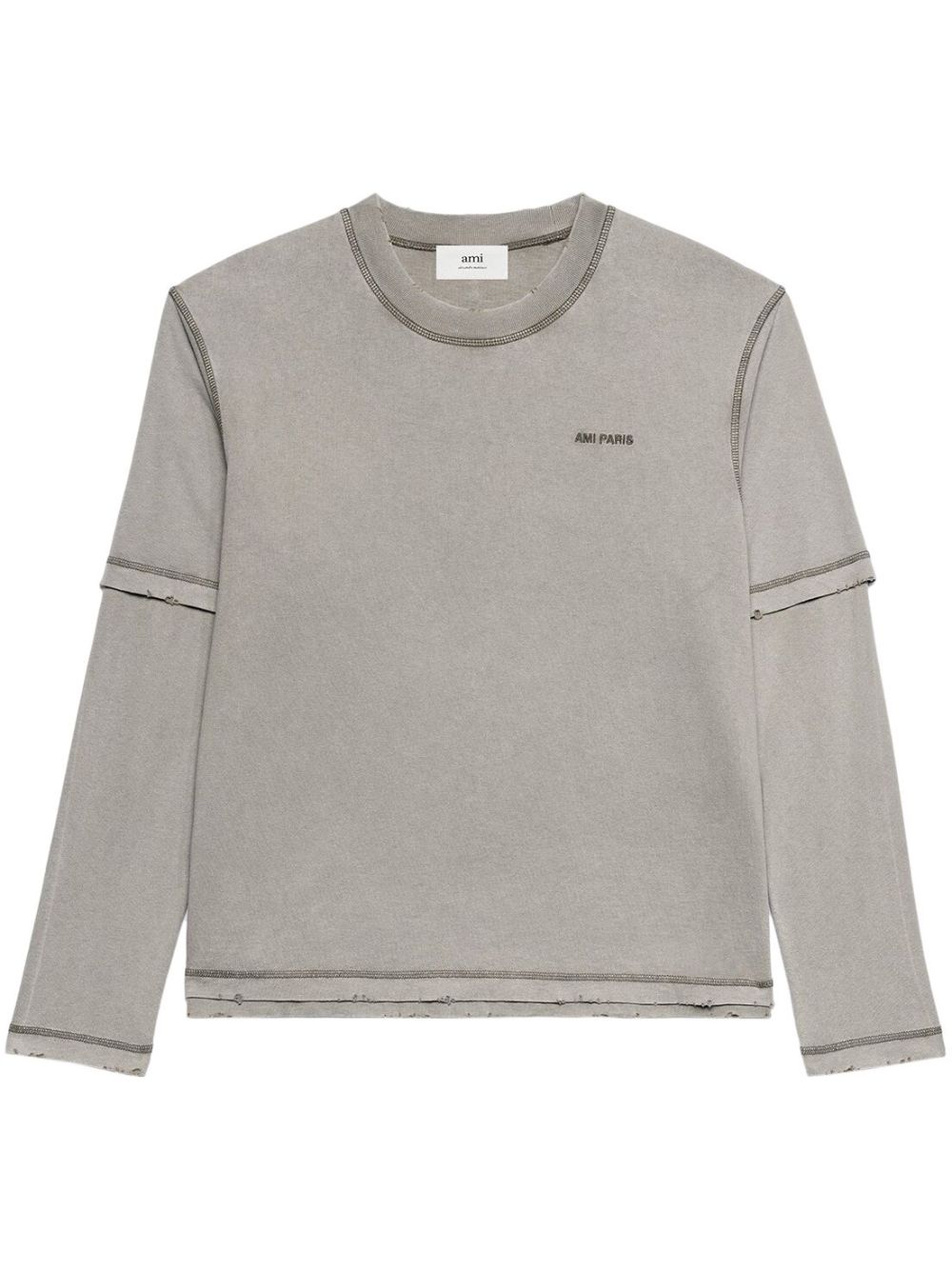 AMI Paris embroidered-logo layered sweatshirt - Grey von AMI Paris