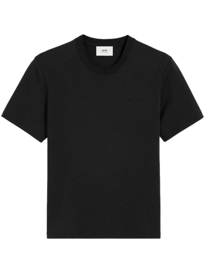 AMI Paris embroidered logo ribbed neck t-shirt - Black von AMI Paris