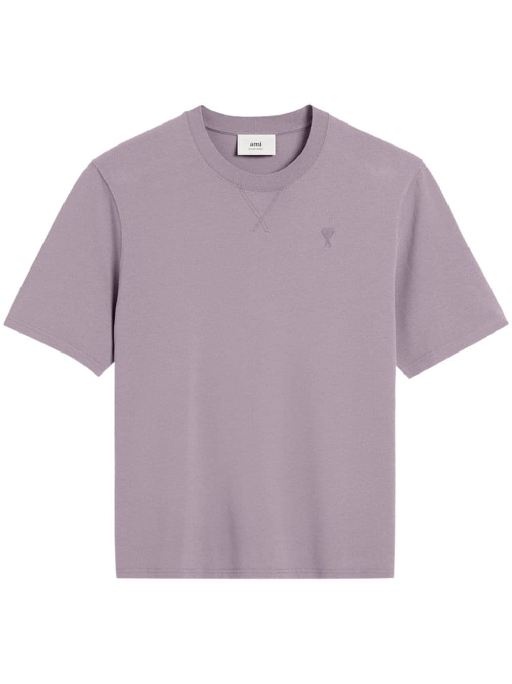 AMI Paris embroidered logo ribbed neck t-shirt - Purple von AMI Paris