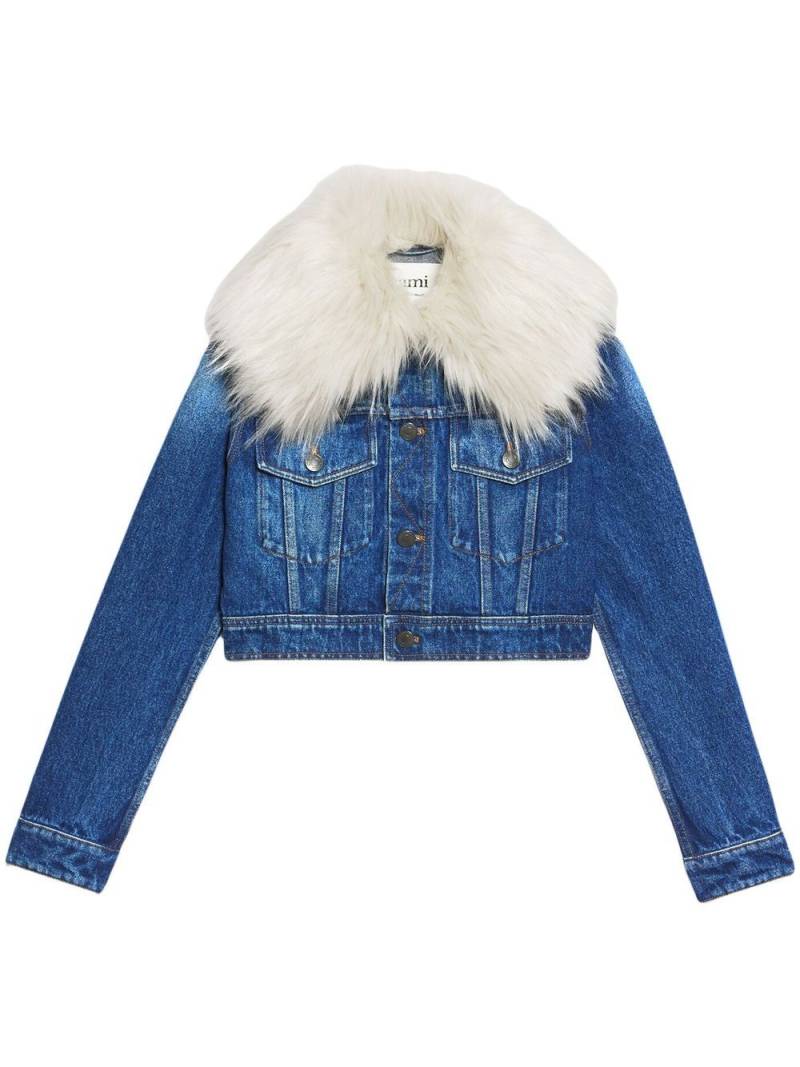 AMI Paris furry collar denim jacket - Blue von AMI Paris