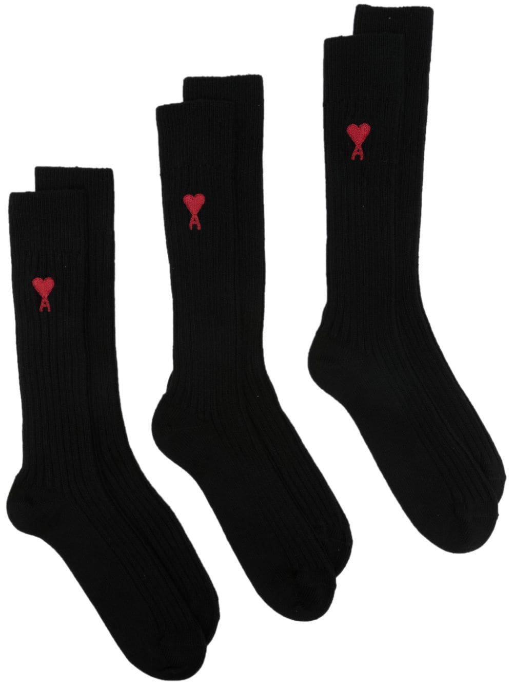 AMI Paris intarsia-knit logo socks (pack of three) - Black von AMI Paris