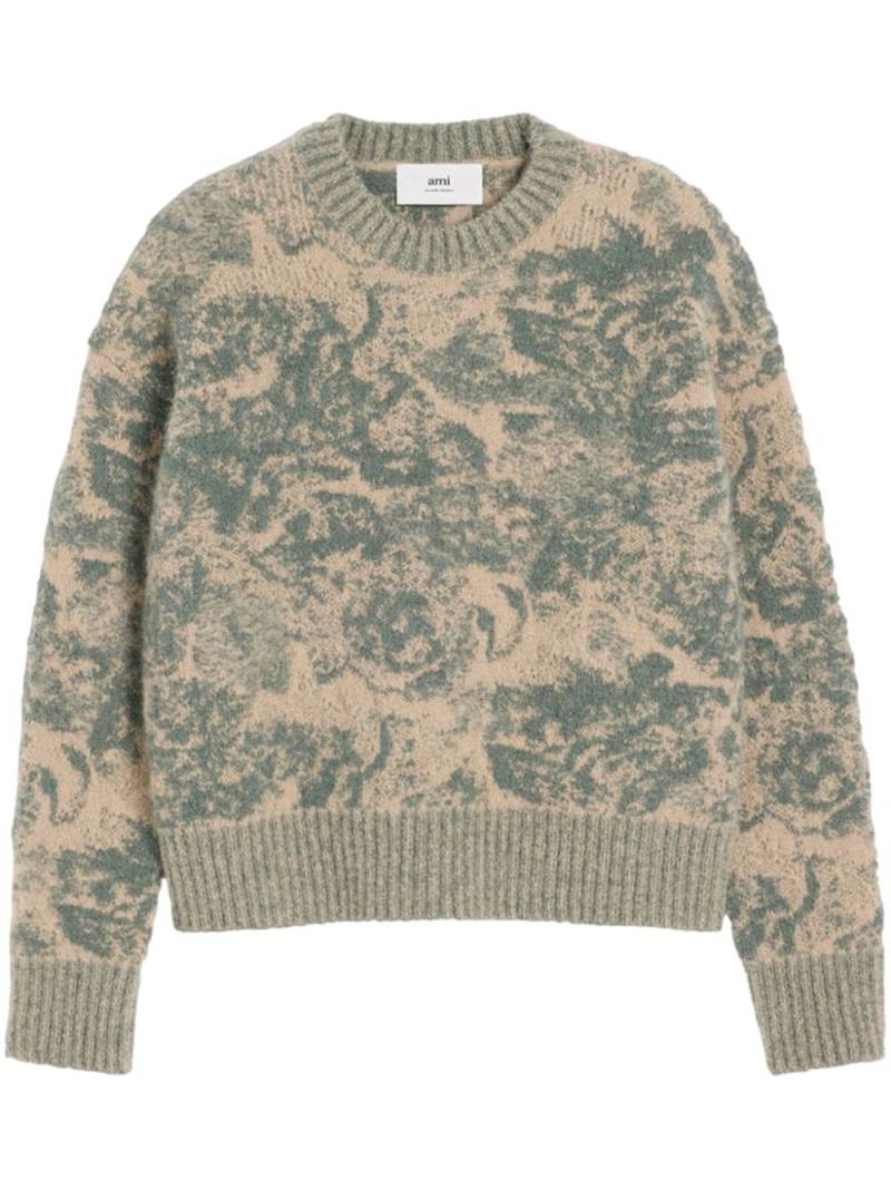 AMI Paris jacquard wool blend jumper - Neutrals von AMI Paris