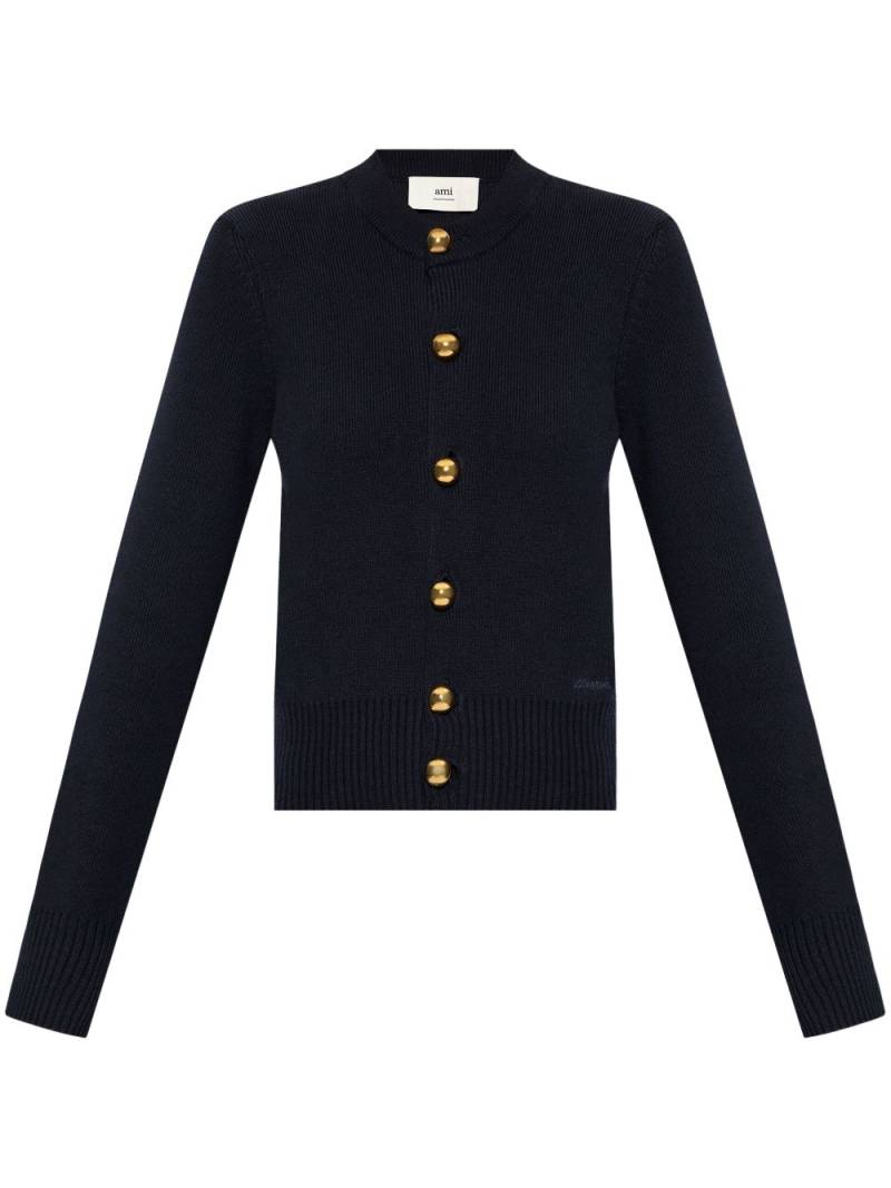 AMI Paris logo-embroidered cardigan - Blue von AMI Paris