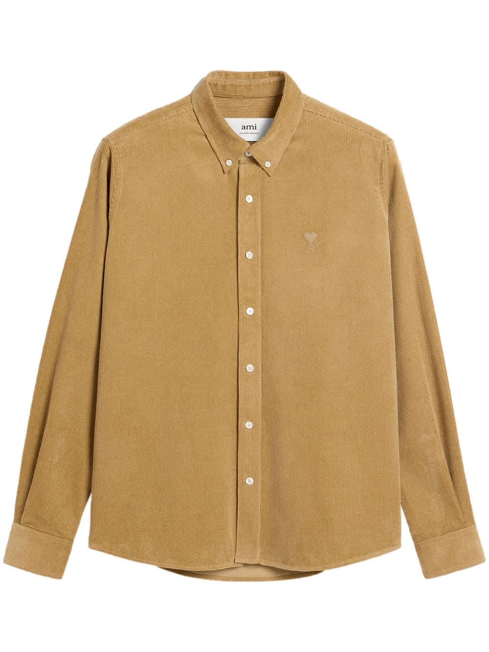 AMI Paris logo-embroidered corduroy cotton shirt - Neutrals von AMI Paris