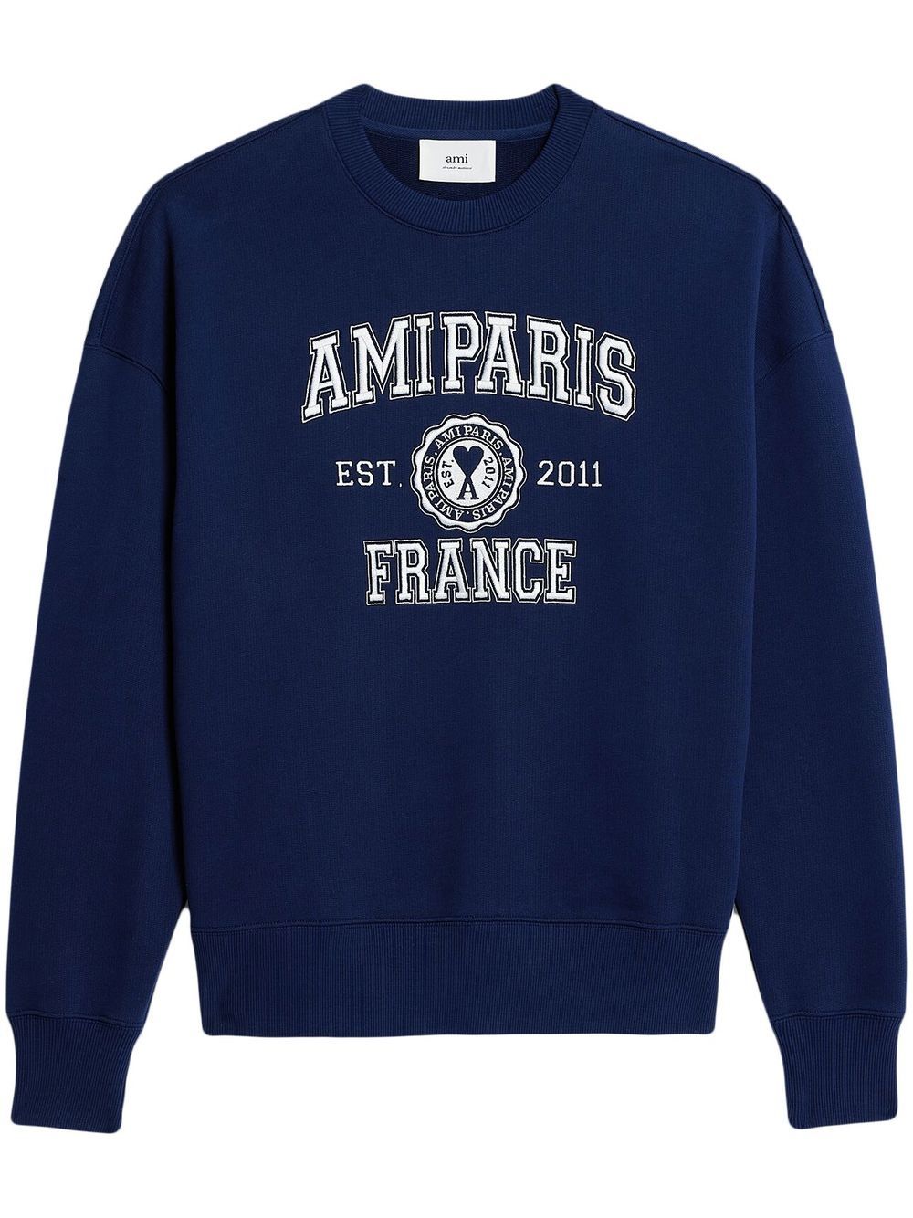 AMI Paris logo-embroidered cotton sweatshirt - Blue von AMI Paris