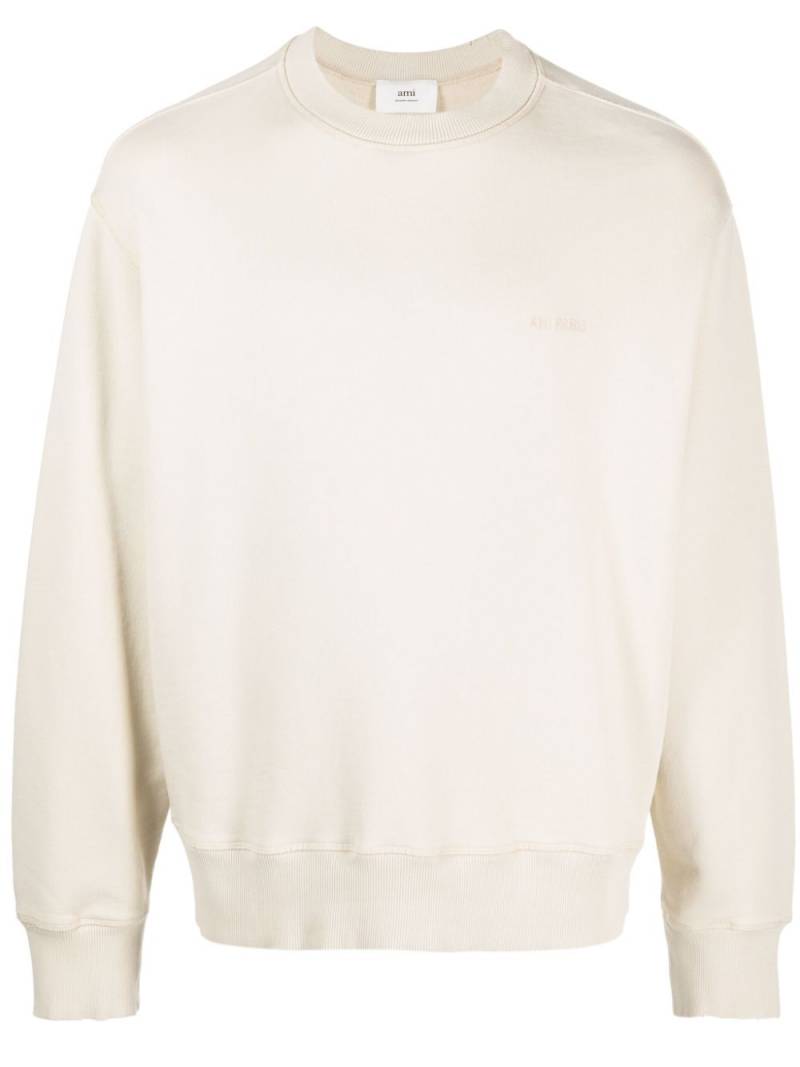 AMI Paris logo-embroidered cotton sweatshirt - Yellow von AMI Paris