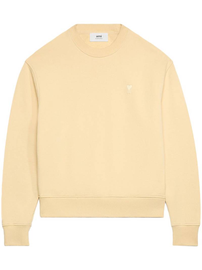 AMI Paris logo-embroidered cotton sweatshirt - Yellow von AMI Paris