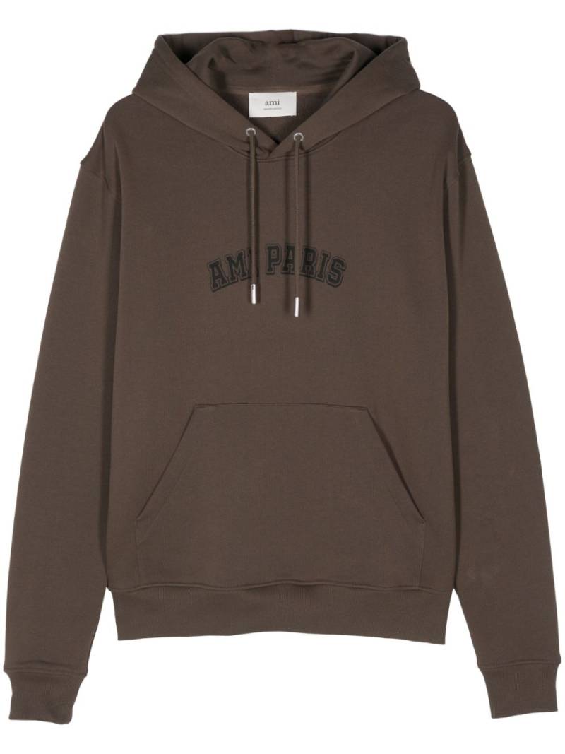 AMI Paris logo-print cotton hoodie - Brown von AMI Paris