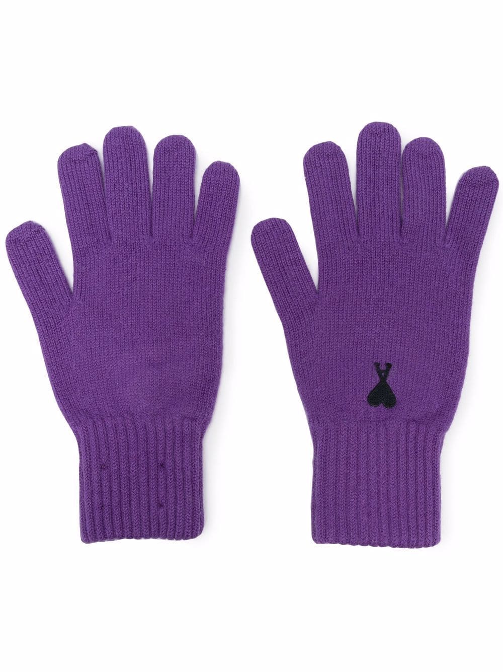 AMI Paris logo-embroidered merino gloves - Purple von AMI Paris