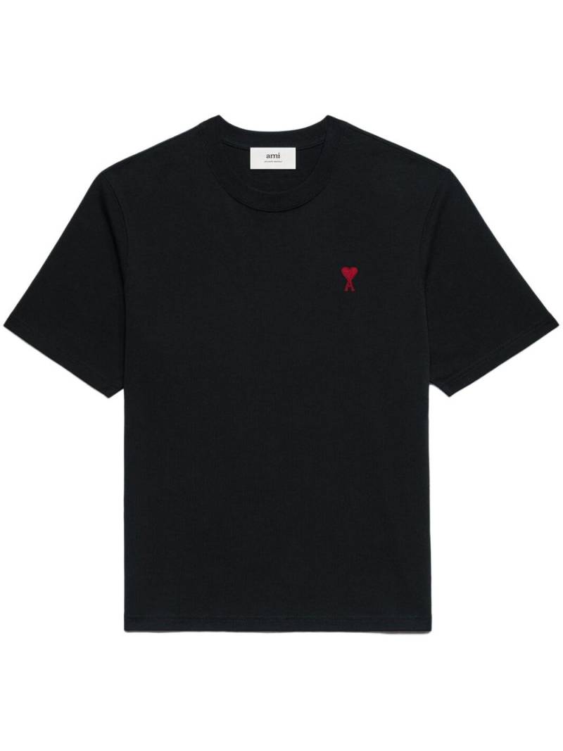 AMI Paris logo-embroidered organic cotton T-shirt - Black von AMI Paris